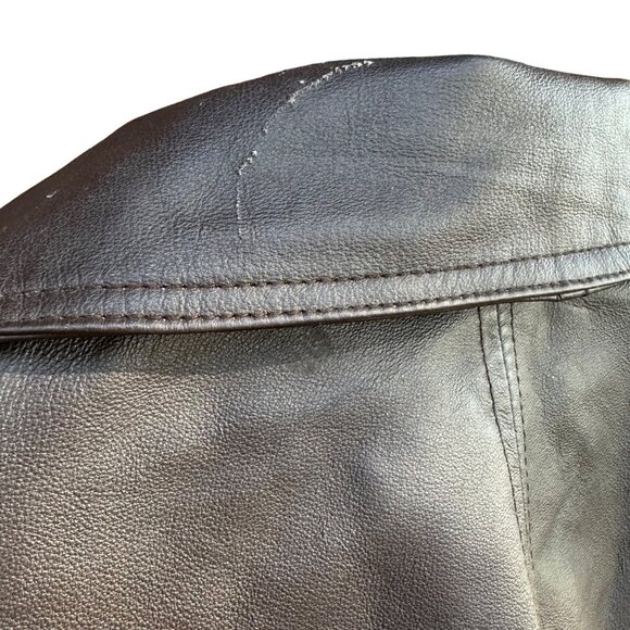 Vintage Veranesi Chocolate Brown 100% Leather Jacket Women's Mid- Length Coat Si - Picture 14 of 15